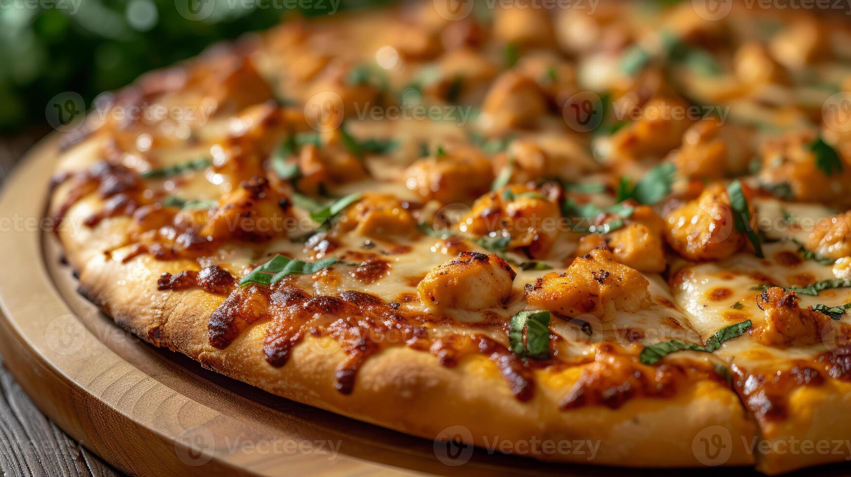 AI generated Close up view of delicious pizza. Fast food concept. photo