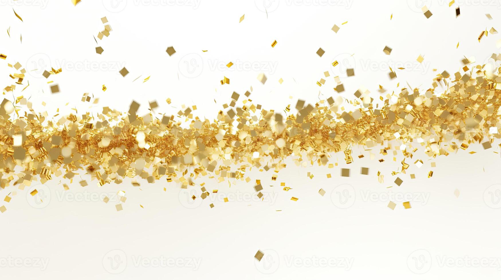 AI generated Swirls of gold confetti falling on a clean white background. 3d rendering illustration. photo