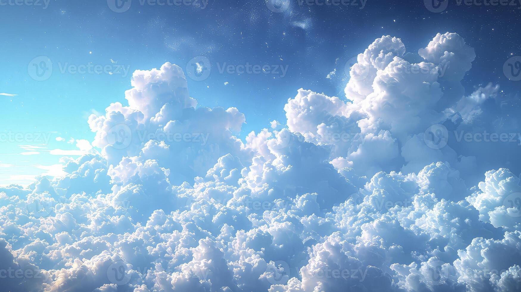 AI generated A beautiful blue sky with a thin layer of Cirrostratus clouds, adding a bit of twinkle to the clear sky. photo