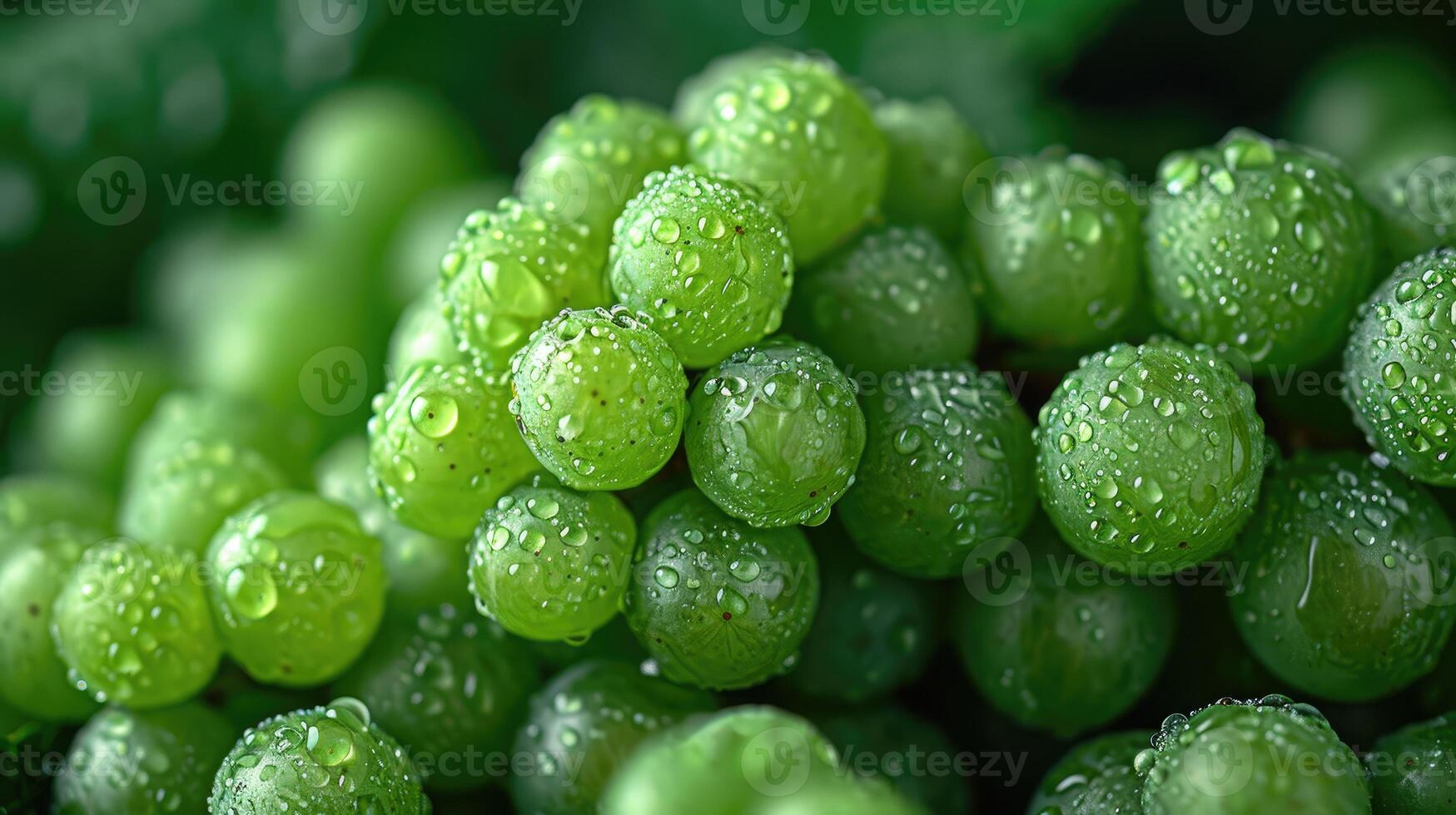 AI generated A cluster of fresh green grapes, an artistic arrangement for aesthetic appeal. Grapes background. photo
