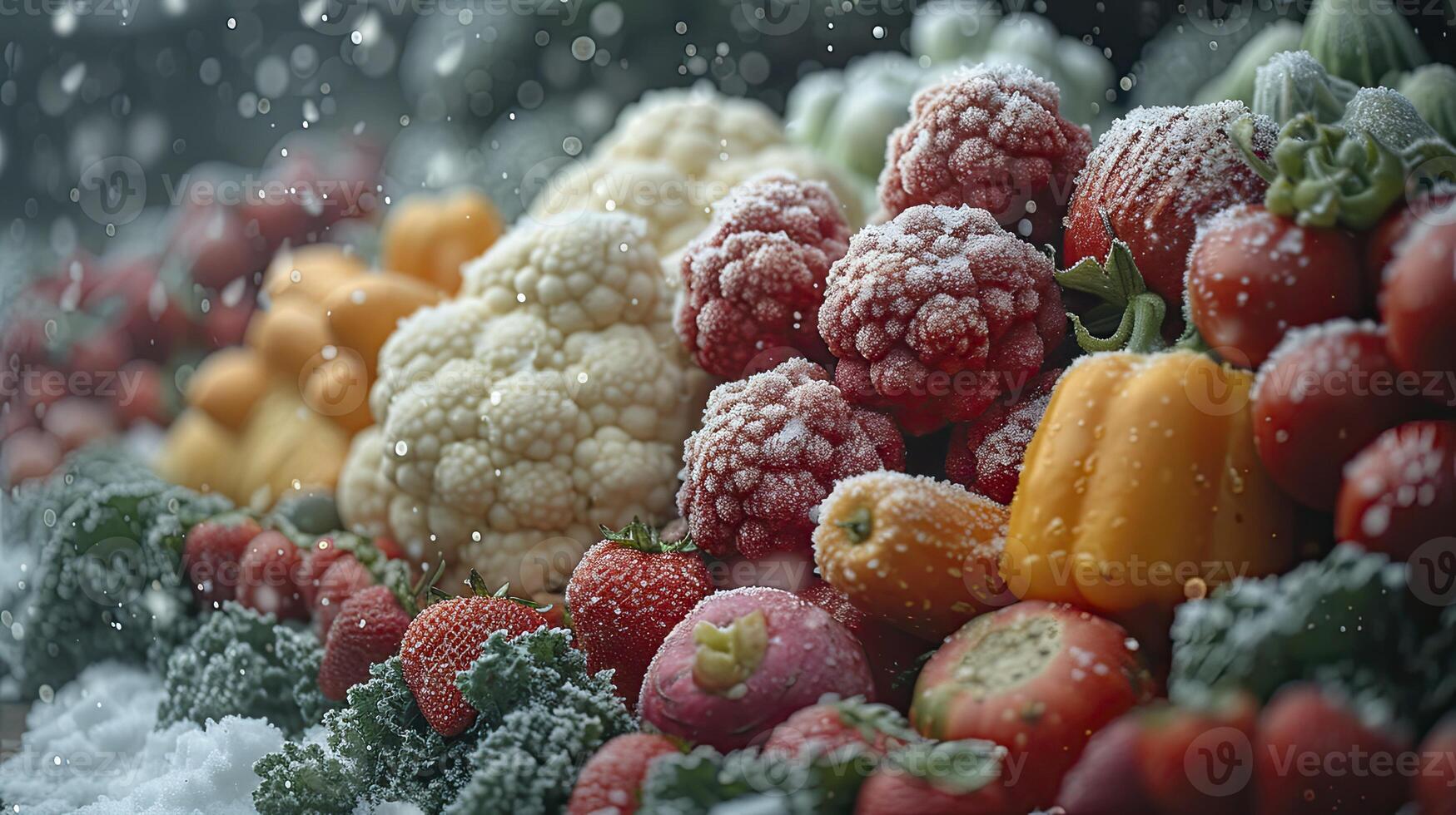 AI generated Frozen vegetables closeup photo