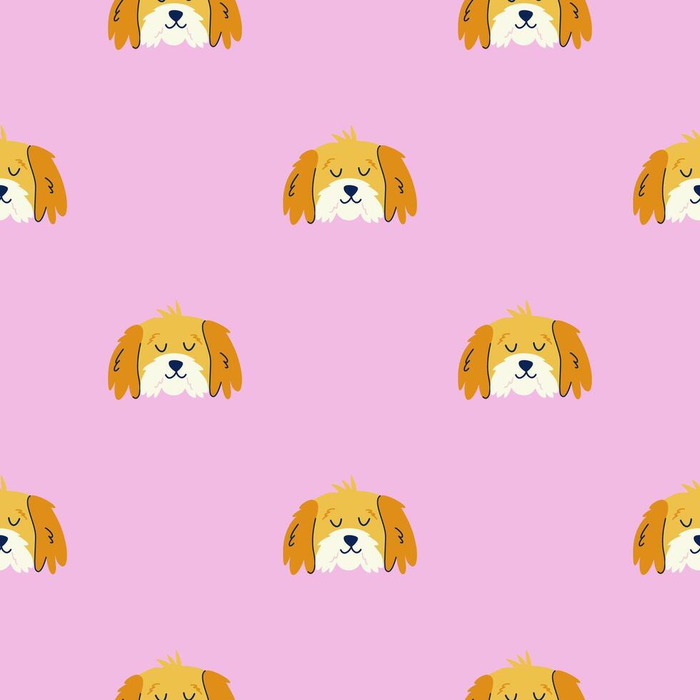 Simple seamless pattern with cute dog on pink background. Hand drawn vector illustration for stylish cover, cases, wallpaper, prints, wrapping, textile