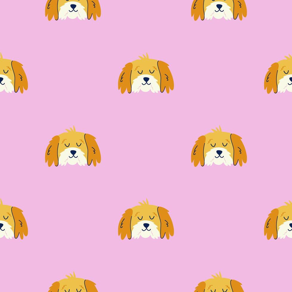 Simple seamless pattern with cute dog on pink background. Hand drawn vector illustration for stylish cover, cases, wallpaper, prints, wrapping, textile