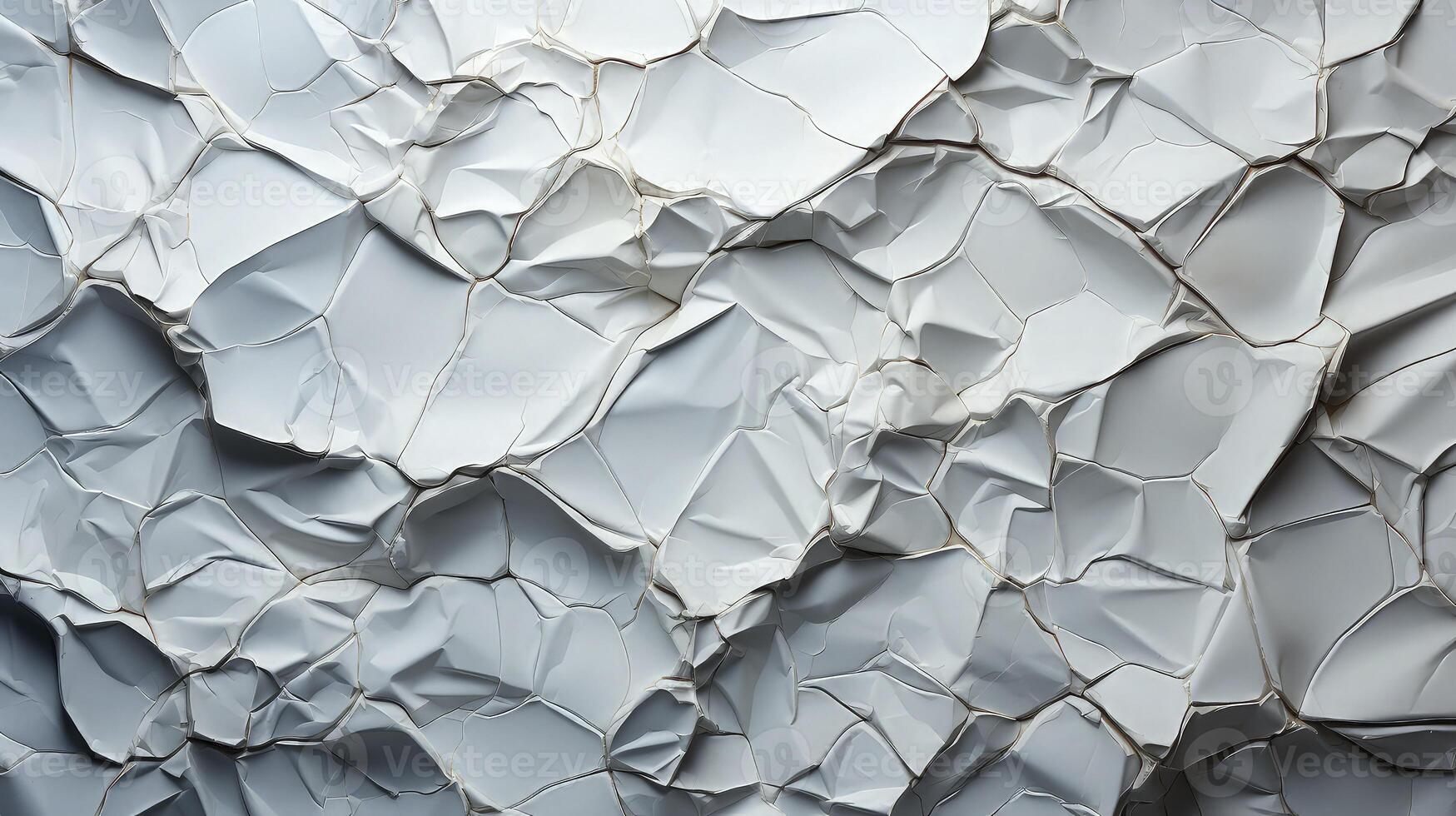 AI generated Glued white paper background. Crumpled texture background. photo