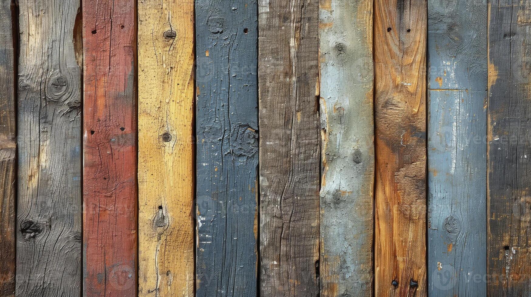 AI generated Timeworn wood planks, each bearing the unique charm of cracks and alluring wood fibers. Old wood background. photo