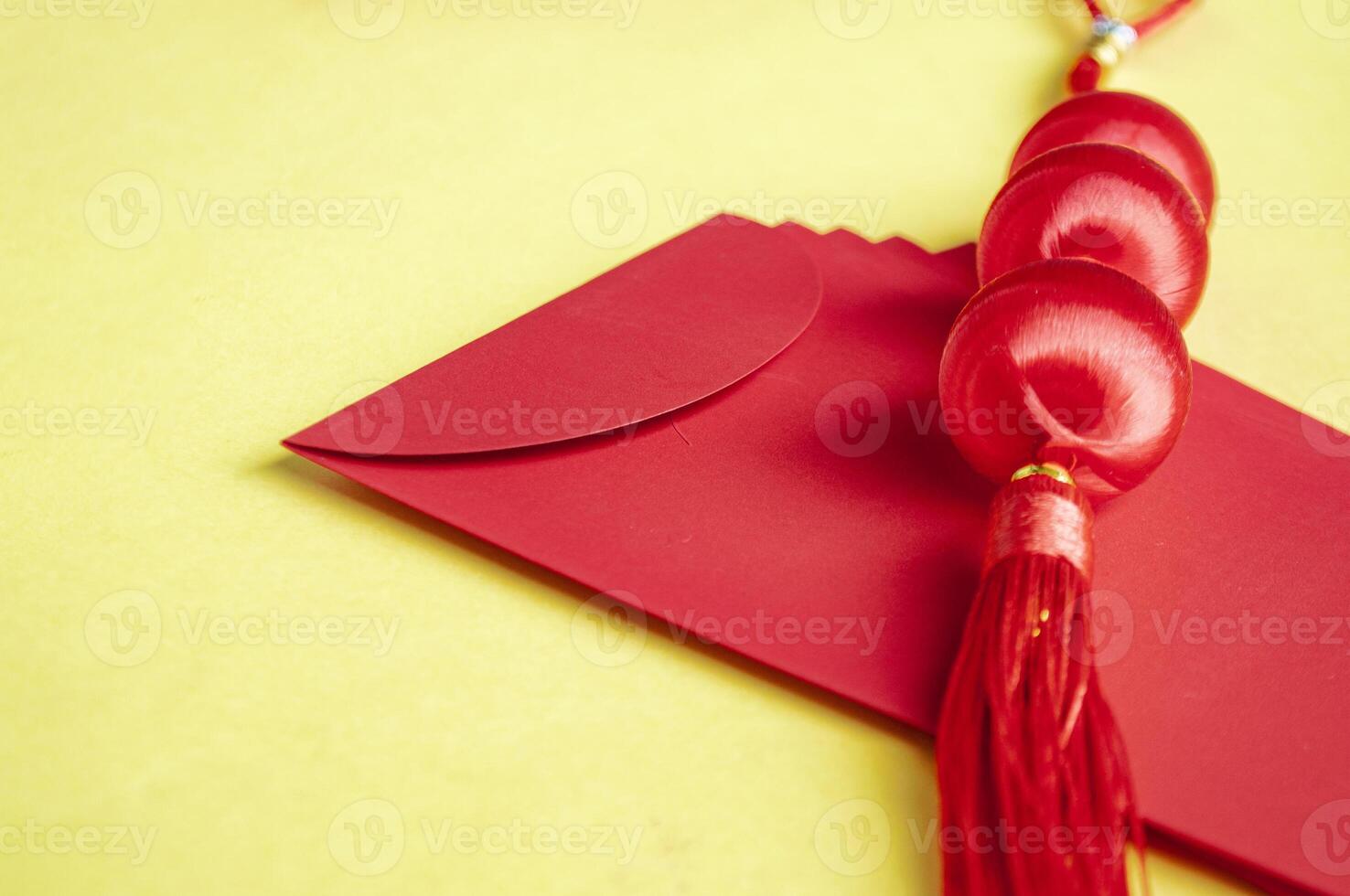 Chinese New Year red packet with customizable space for text or wishes. Chinese New Year celebration photo