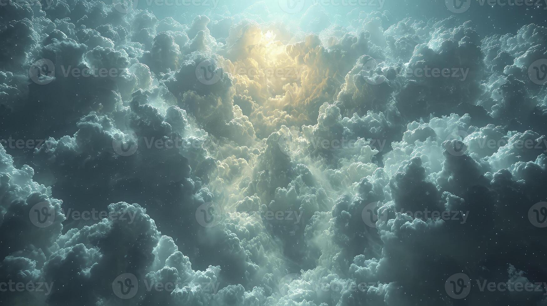 AI generated a view of a cloudy sky with the appearance of Lenticular clouds that form unique lenticular formations. photo