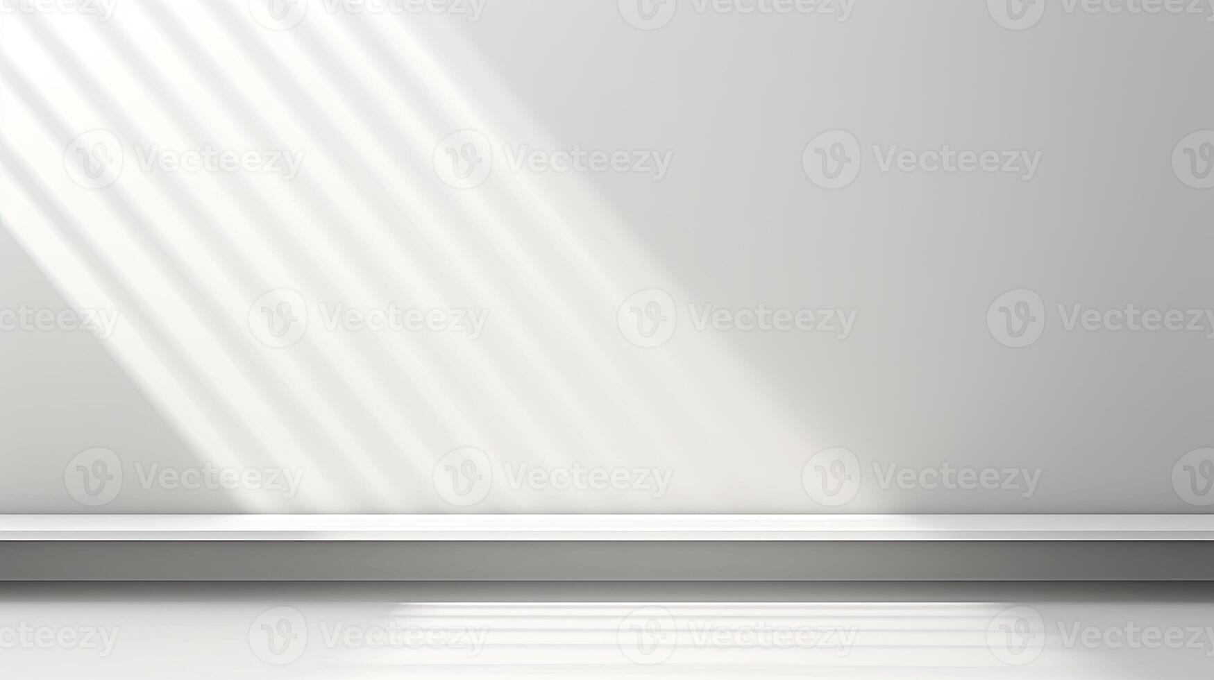 AI generated Realistic and minimalist blurred natural light windows, shadow overlay on wall paper texture, abstract background. Minimal abstract light white background for product presentation. photo