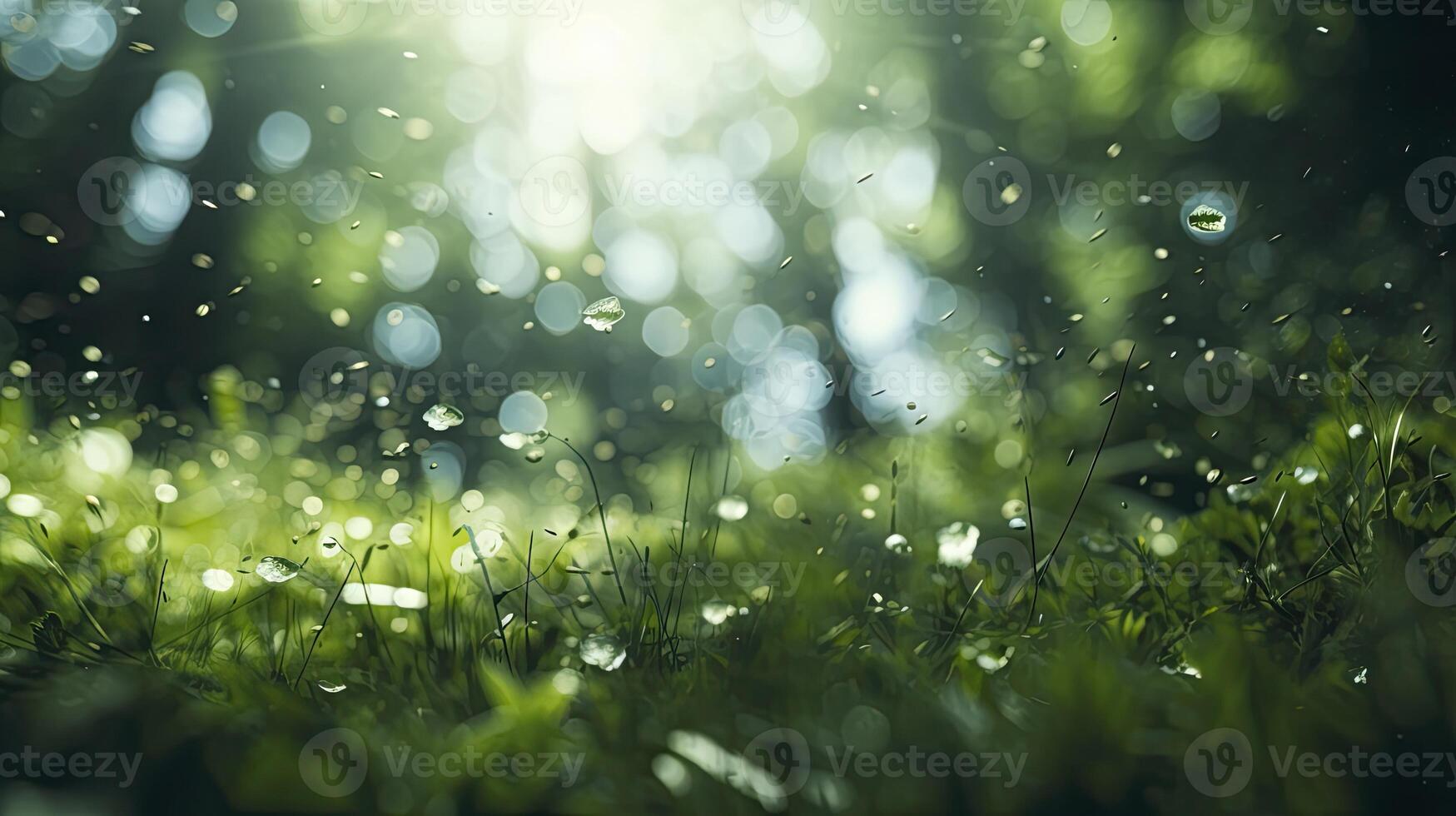 AI generated bokeh forest background, image angle from below, photo