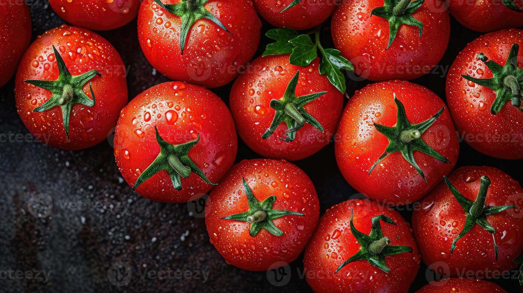 AI generated Tomato background. fresh tomatoes creatively arranged, an artistic layout to showcase color and shape. photo