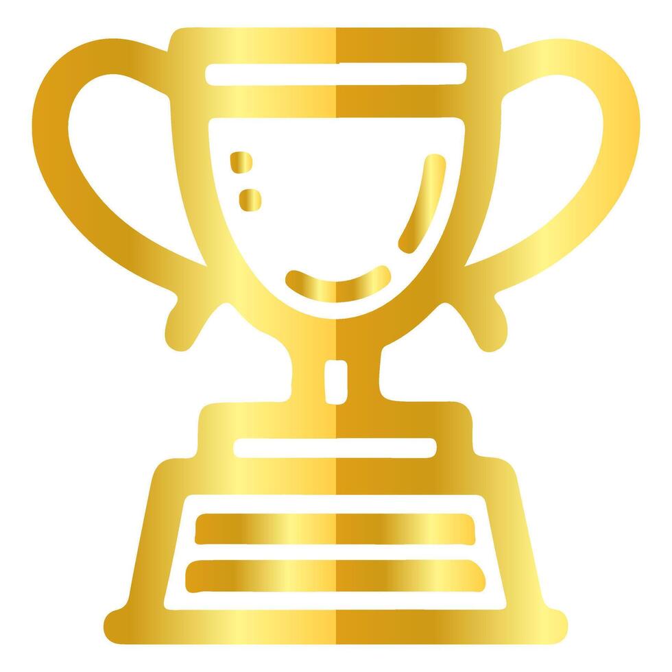 Winning award golden gradients metallic. Trophy cup icon paper cut vector illustration