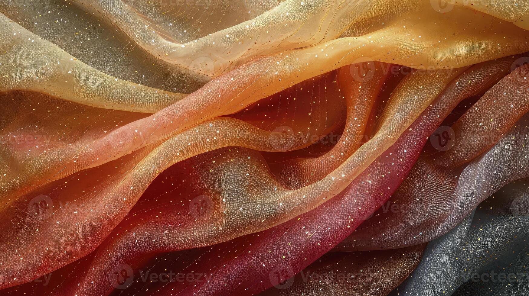 AI generated Wavy colorful silk fabric background. The red cloth texture is very realistic and detailed. photo