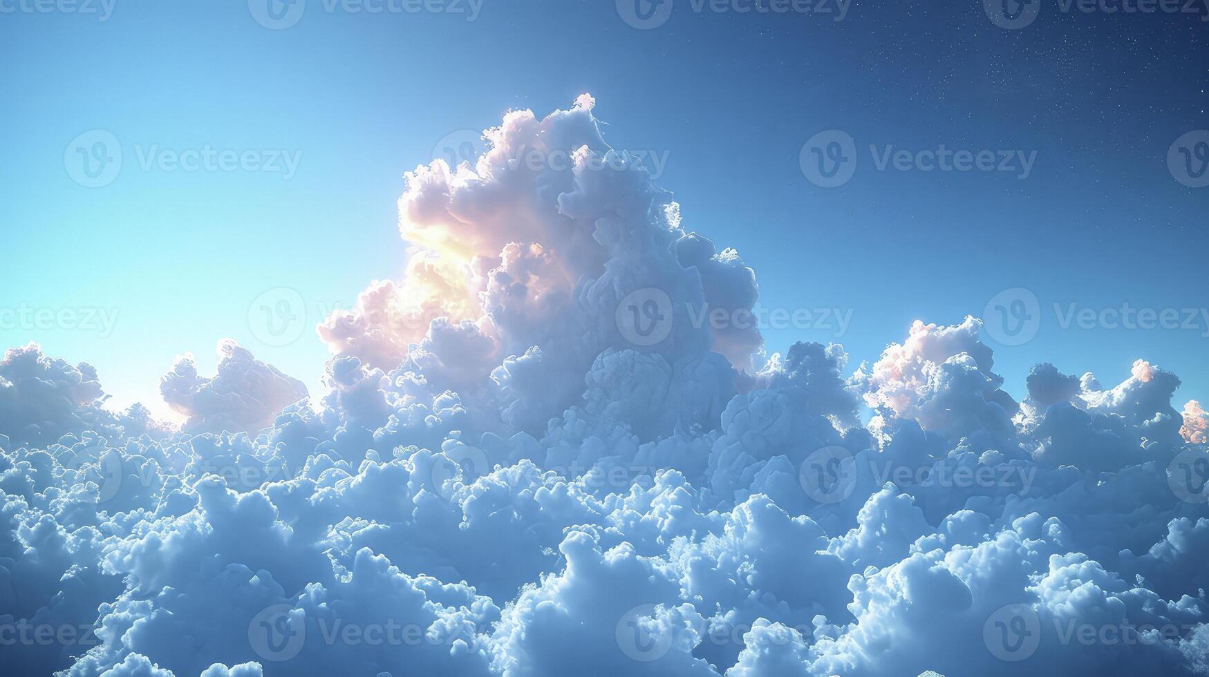 AI generated A beautiful blue sky with a thin layer of Cirrostratus clouds, adding a bit of twinkle to the clear sky. photo