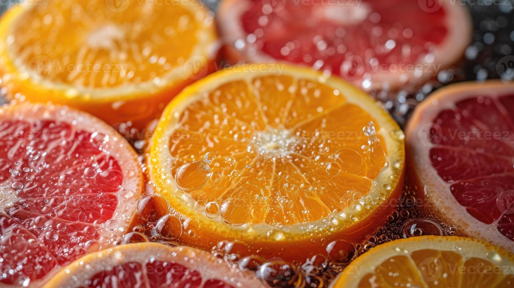 AI generated Pile of fresh citrus slices background. photo