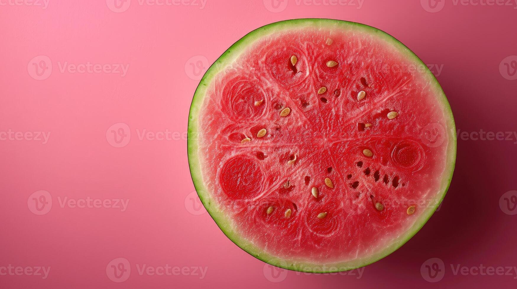 AI generated Slices watermelon with vibrant red and green hues, shot from an overhead perspective. photo