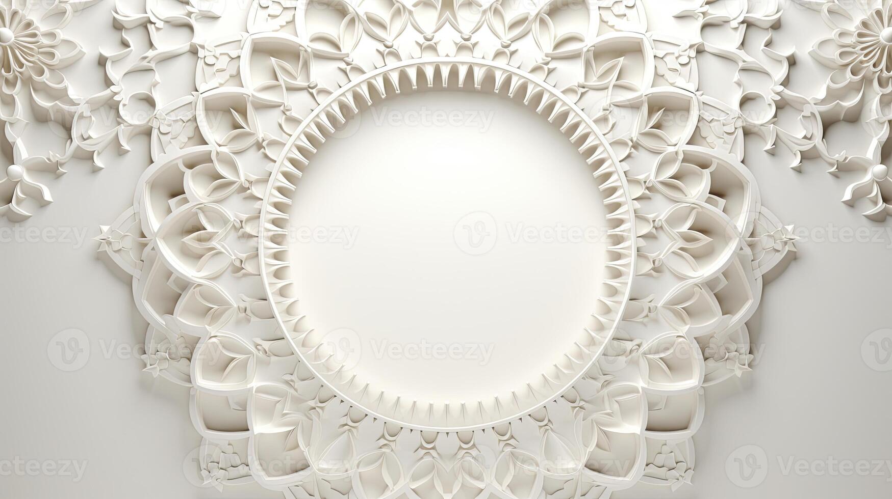 AI generated ramadan background, white background, mandalas style, 3d render photo