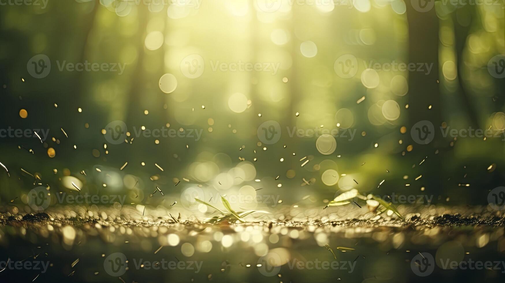 AI generated bokeh forest background, image angle from below, photo