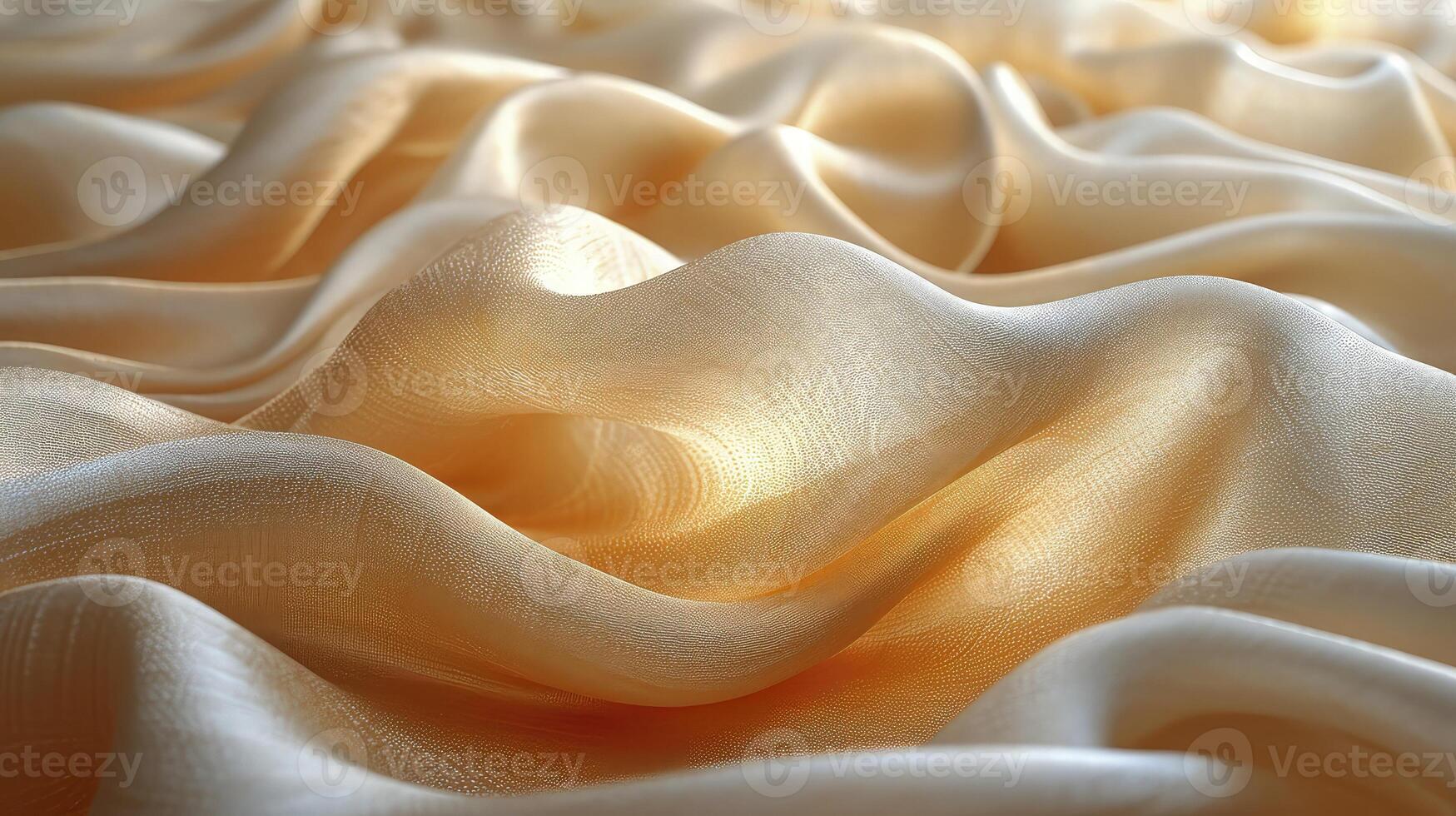 AI generated Warm toned soft silk fabric wavy background. The luxurious fabric texture is very realistic and detailed. photo