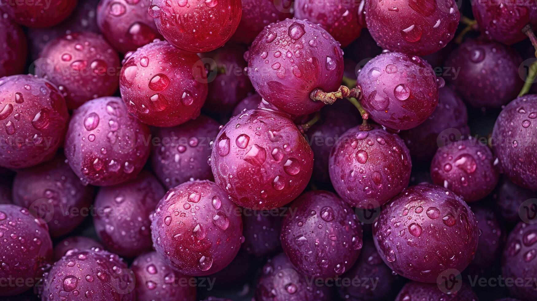 AI generated Red Grapes background. Neatly arranged clusters of red grapes, an artistic arrangement to highlight the color and beauty. photo