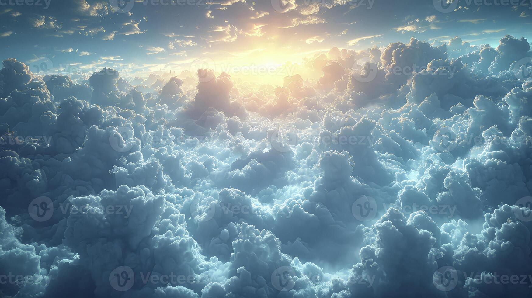 AI generated a cloudy sky with an even layer of Stratus clouds, giving a shady feel and a warm impression. photo