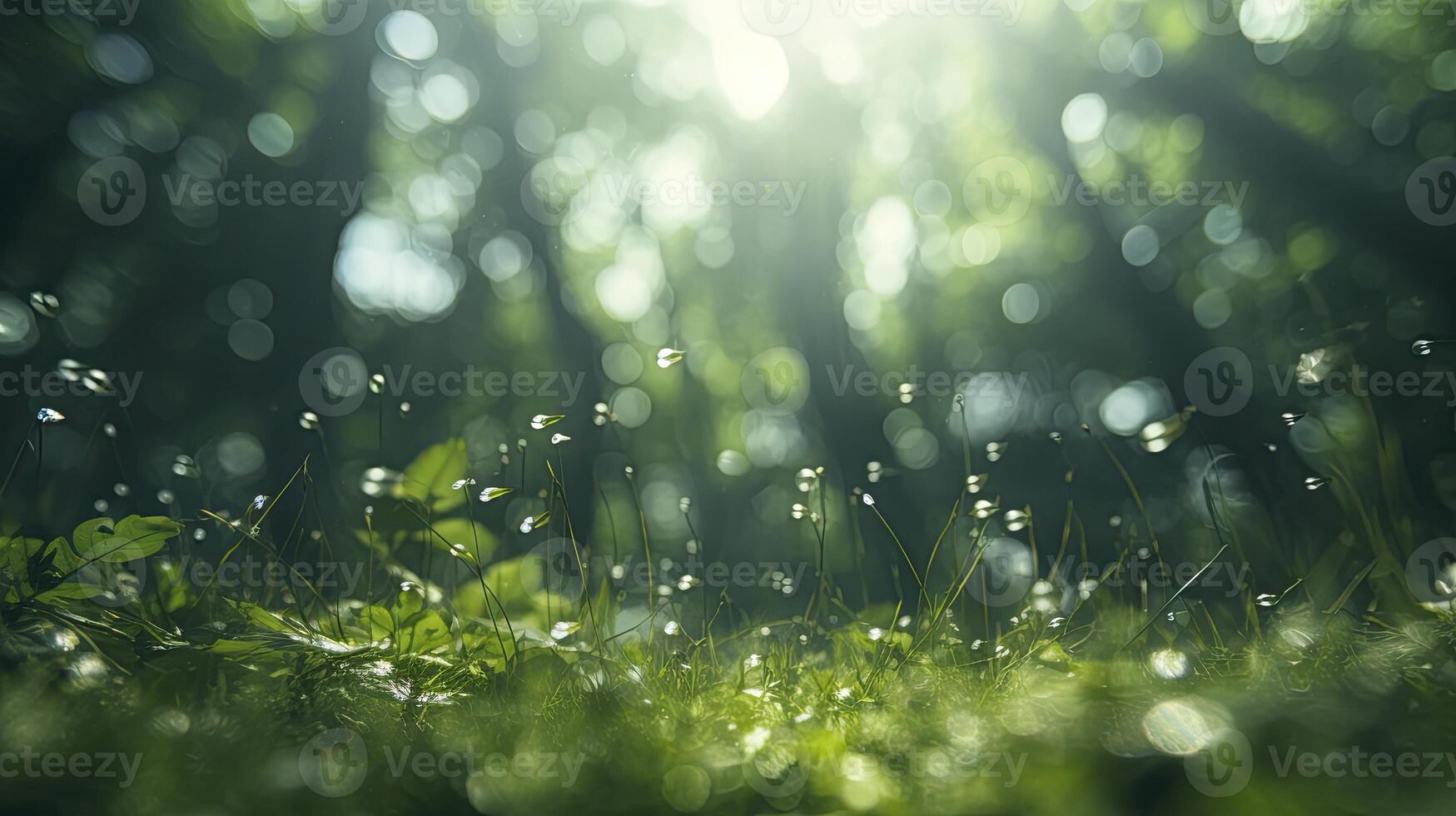 AI generated bokeh forest background, image angle from below, photo
