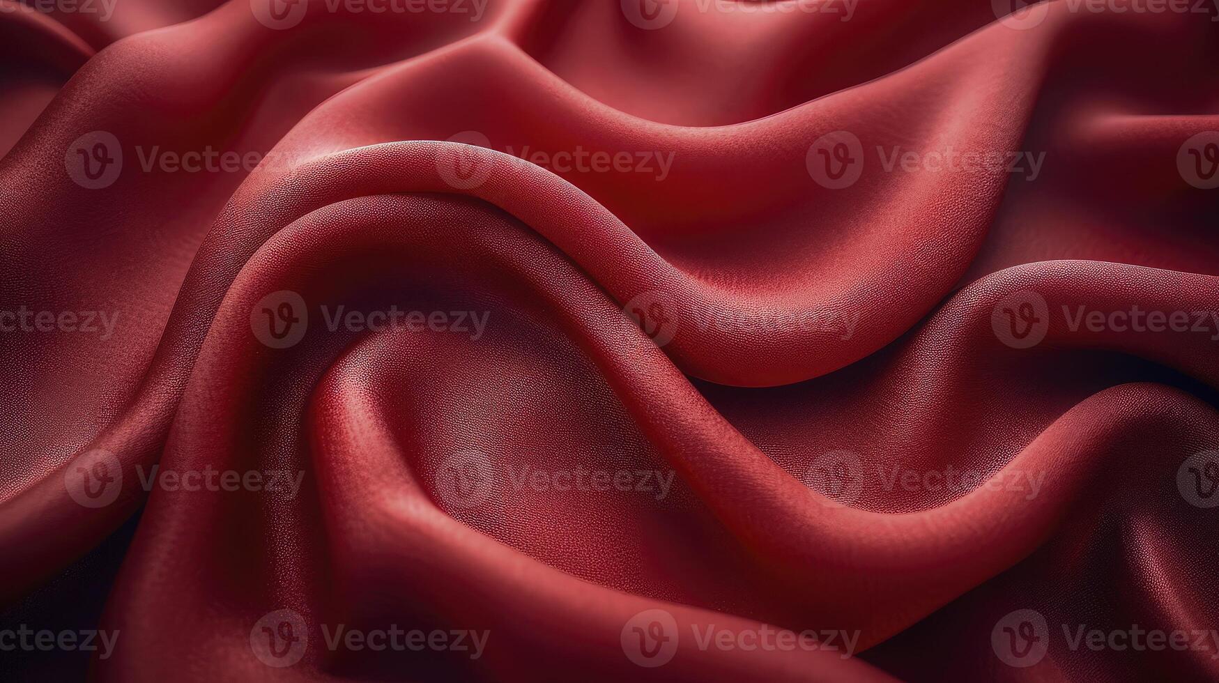 AI generated Red silk fabric background. The luxurious fabric textured is very realistic and detailed. photo