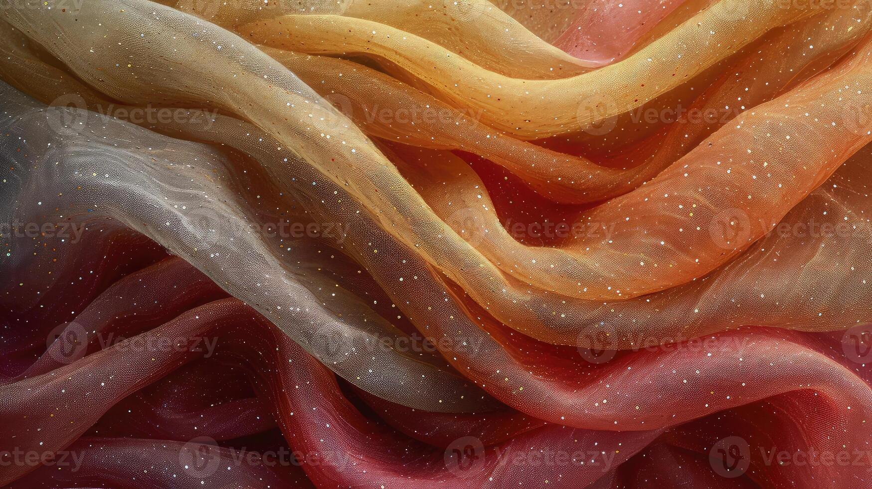 AI generated Wavy colorful silk fabric background. The red cloth texture is very realistic and detailed. photo