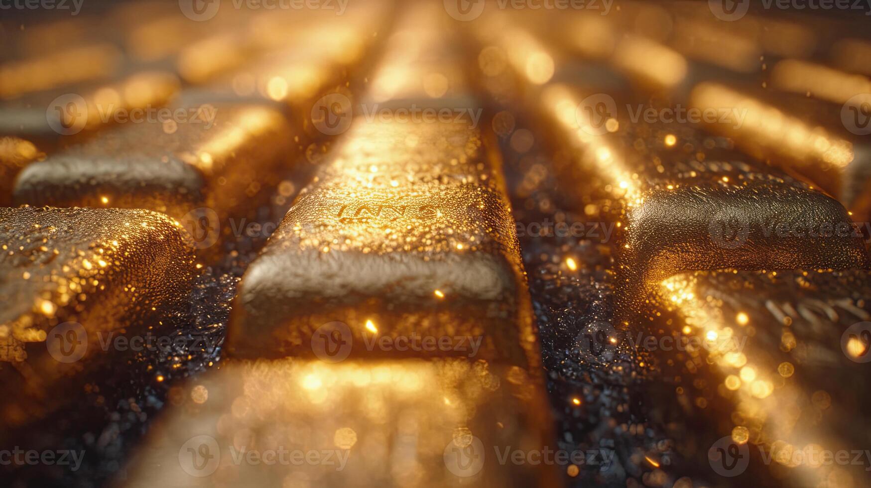 AI generated Pile of shiny gold bars. photo