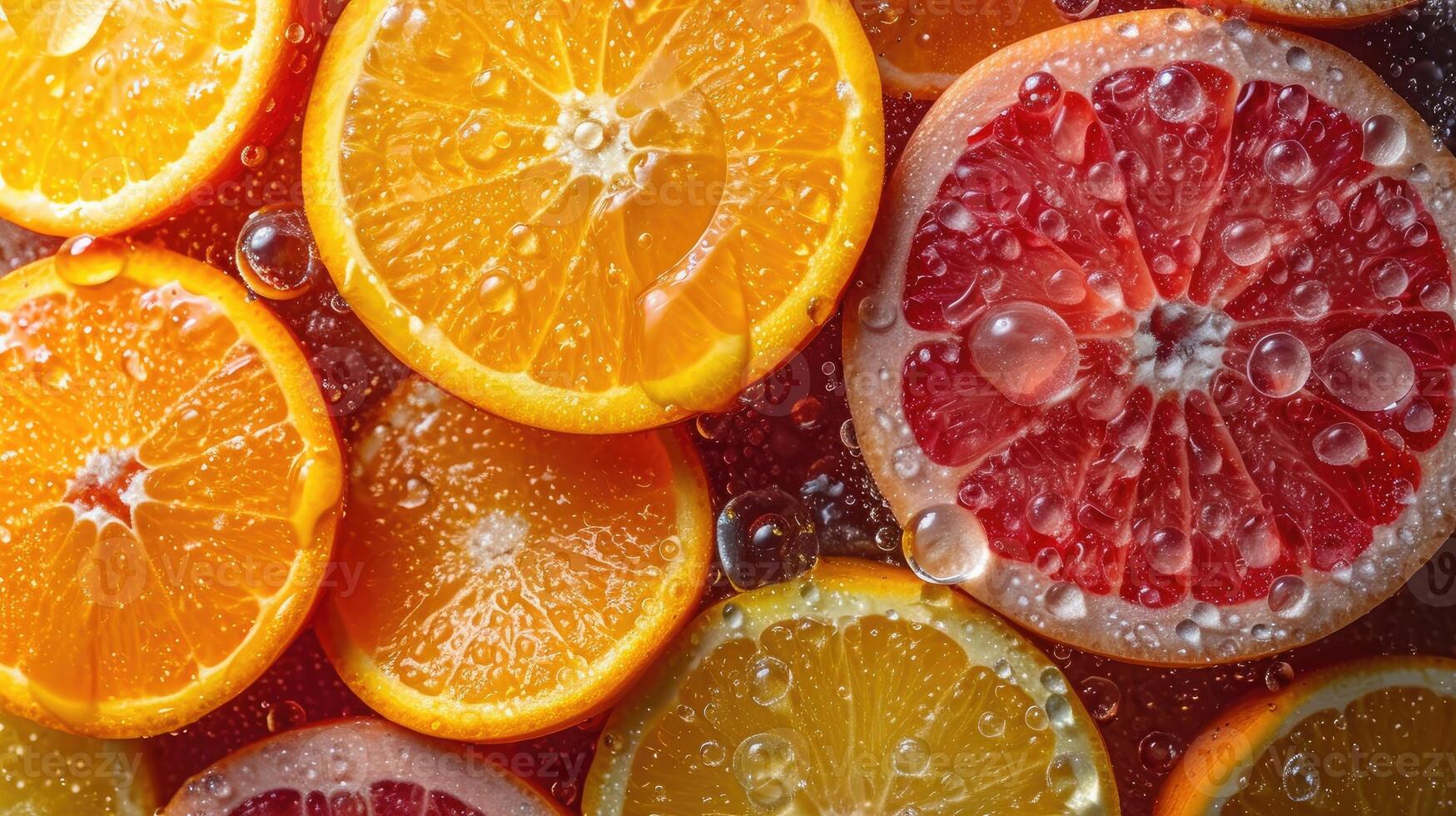 AI generated Pile of fresh citrus slices background. photo