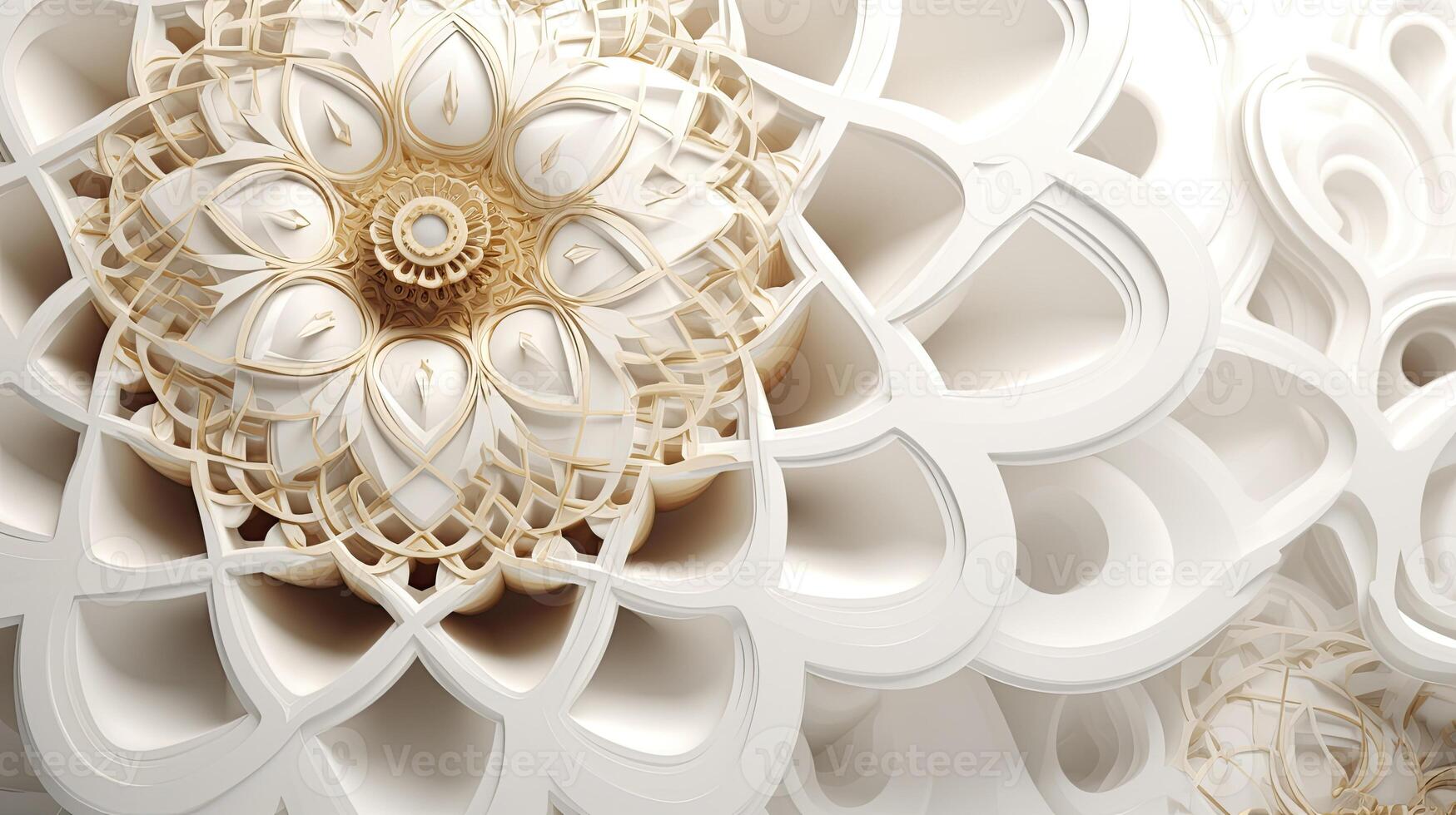 AI generated ramadan background, white background, mandalas style, 3d render photo
