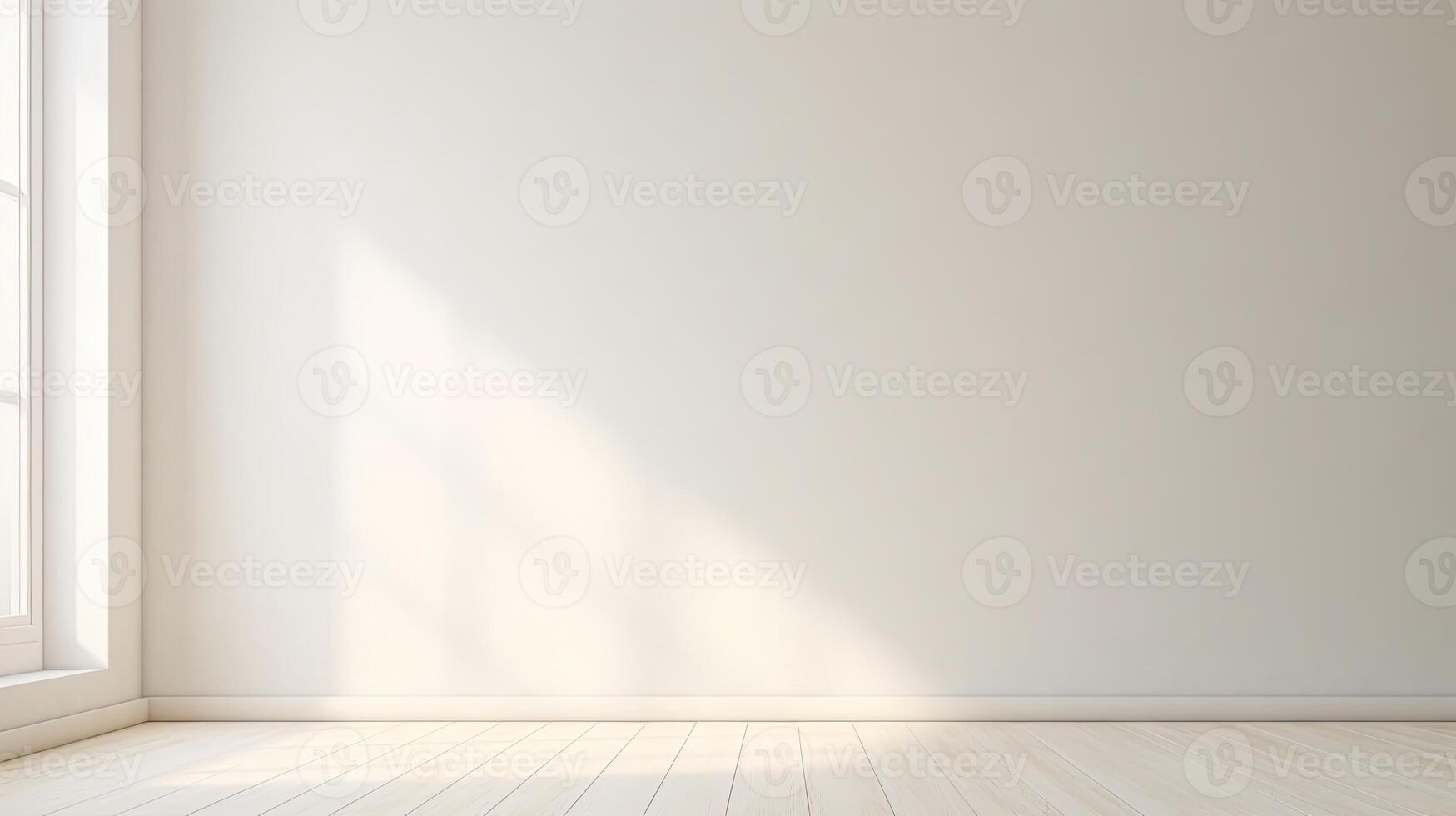 AI generated Realistic and minimalist blurred natural light windows, shadow overlay on wall paper texture, abstract background. Minimal abstract light white background for product presentation. photo