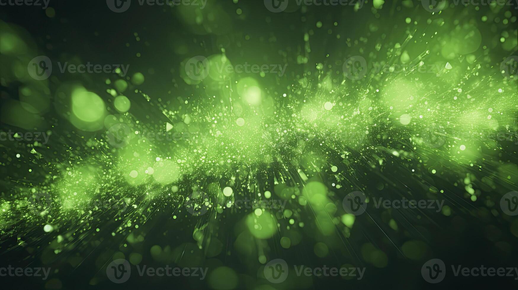 AI generated green lime glow particle abstract bokeh background photorealistic 3d render photo
