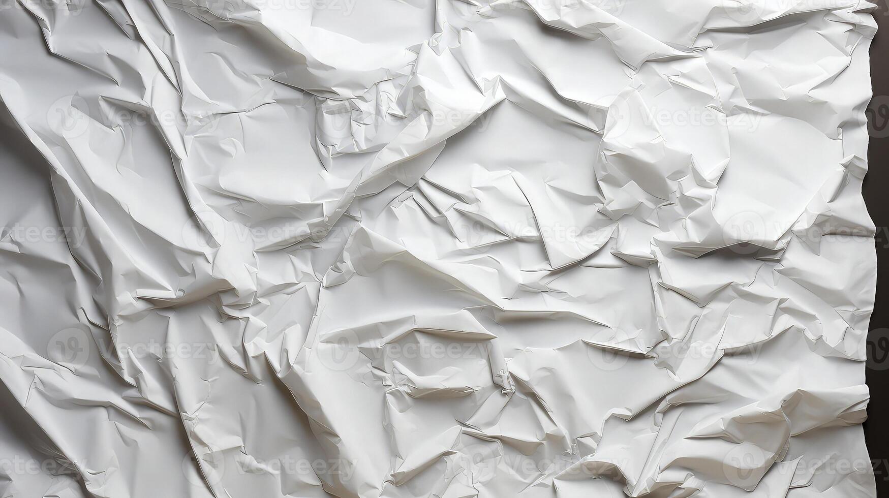 AI generated Glued white paper background. Crumpled texture background. photo