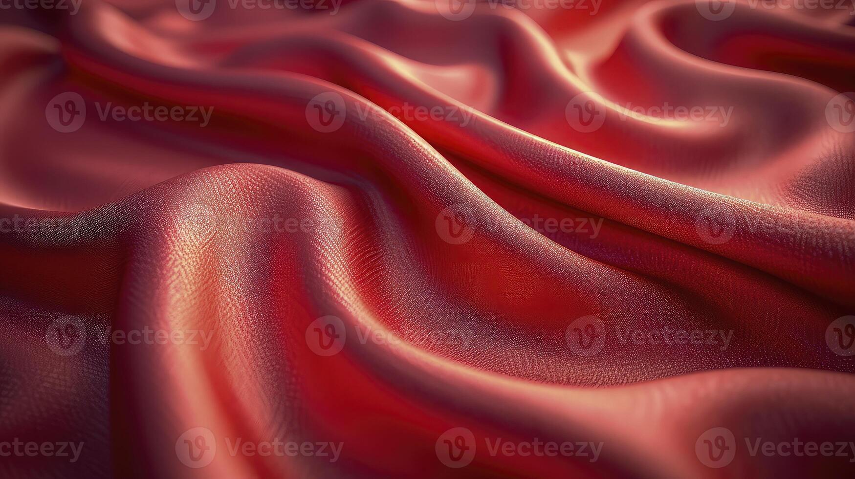 AI generated Red silk fabric background. The luxurious fabric textured is very realistic and detailed. photo