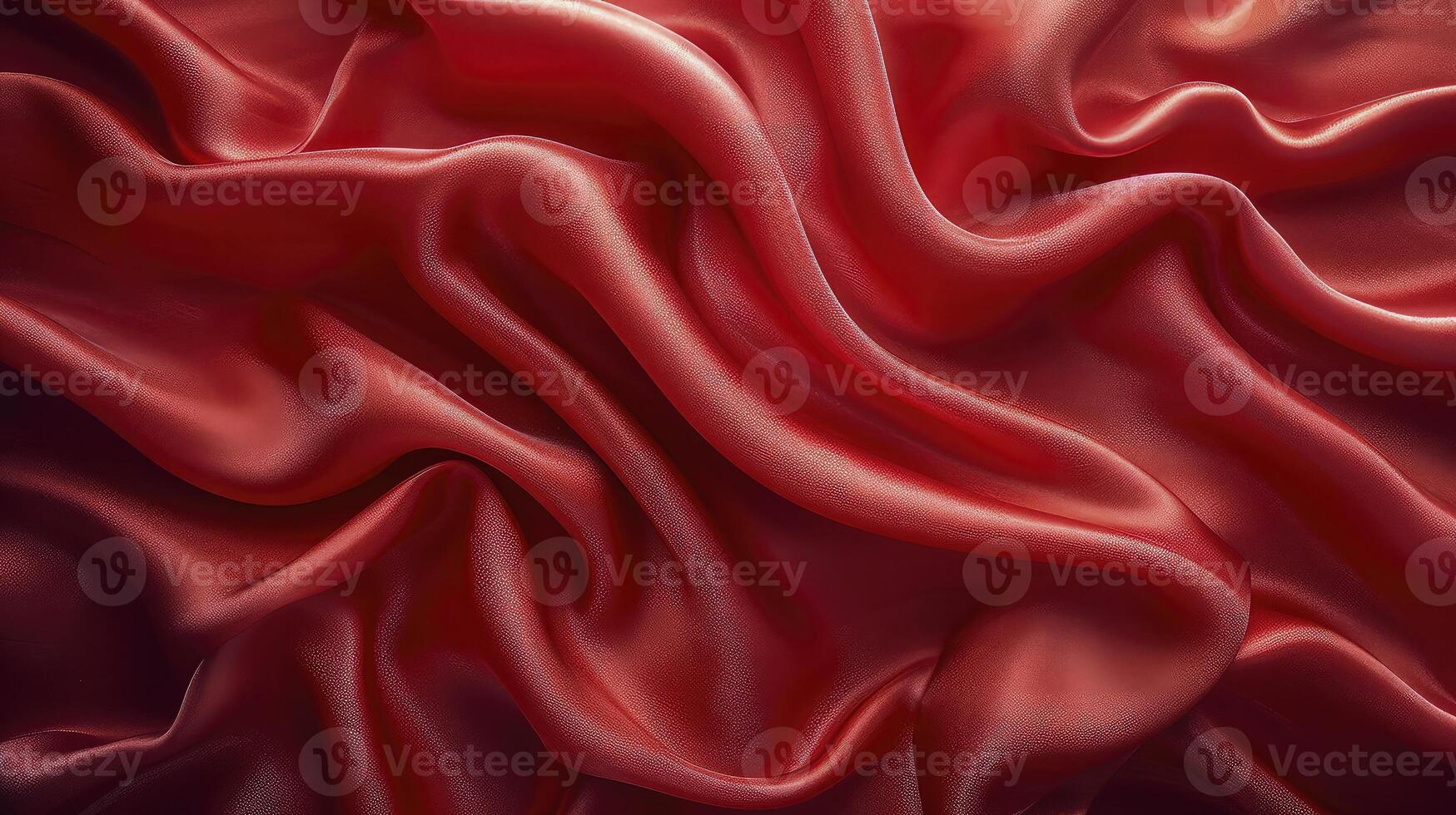 AI generated Red silk fabric background. The luxurious fabric textured is very realistic and detailed. photo