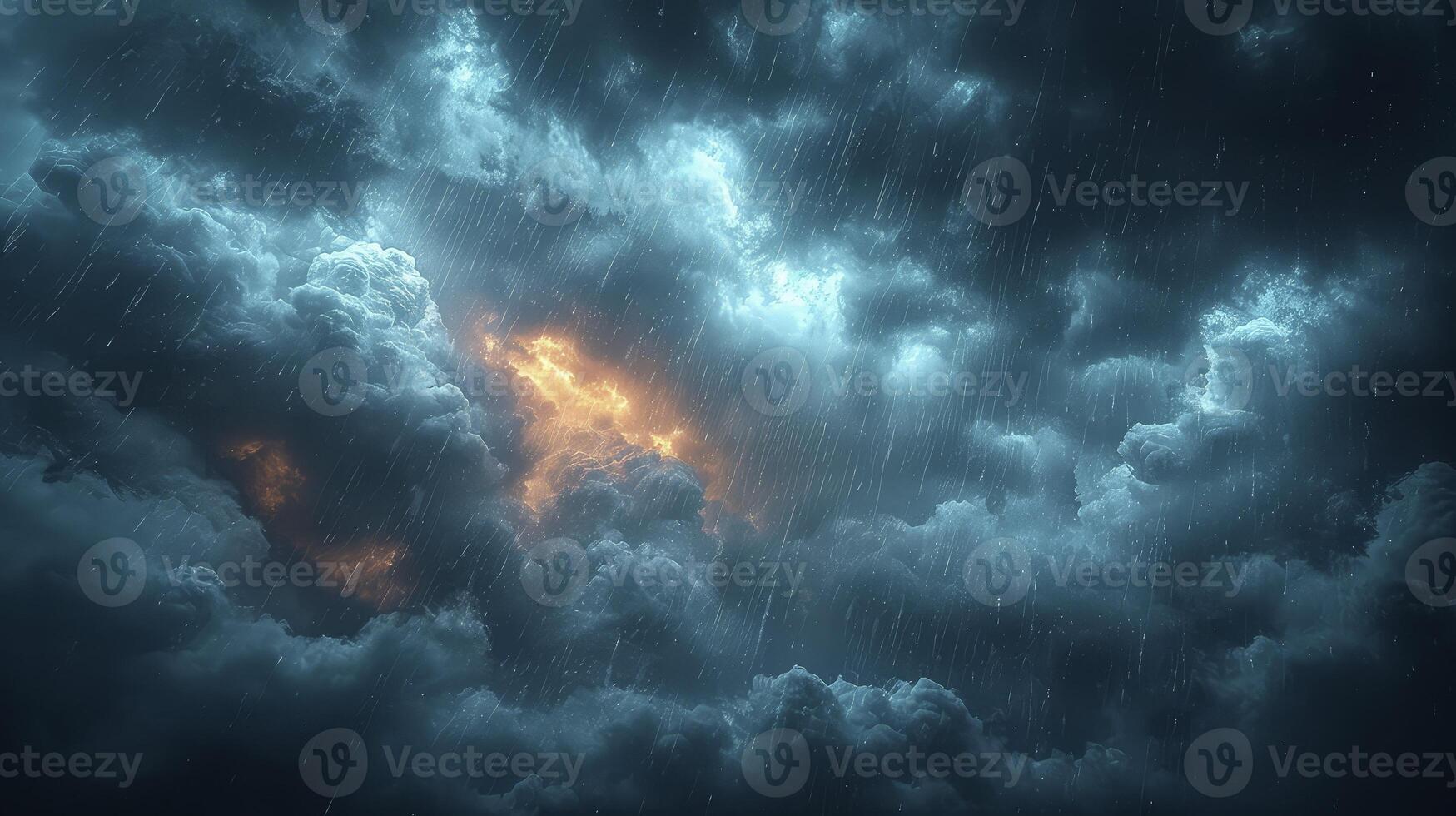 AI generated the sky was dark with pouring rain, accompanied by Nimbostratus clouds that covered the entire sky. photo