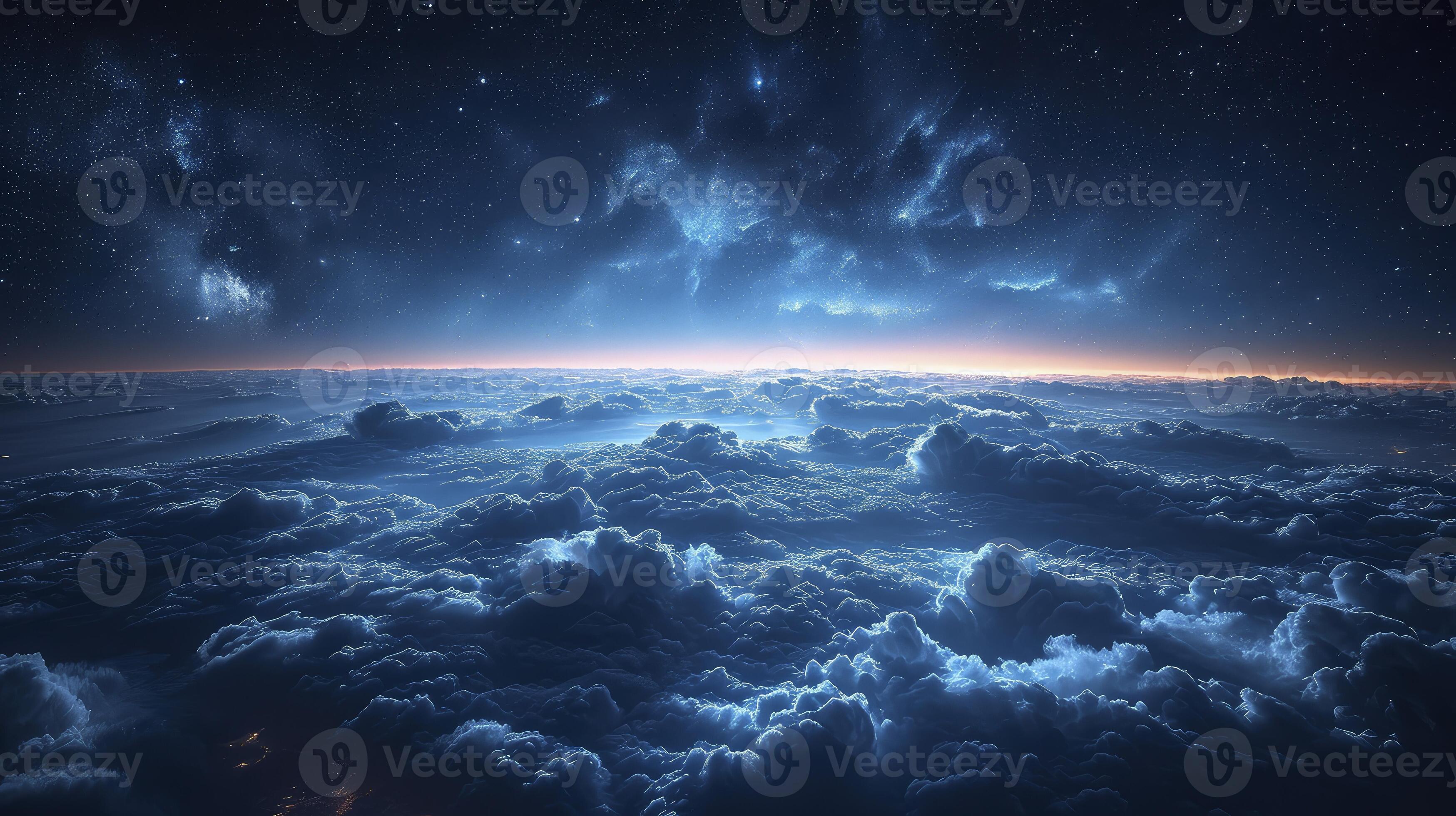 AI generated a clear night sky with the appearance of Noctilucent