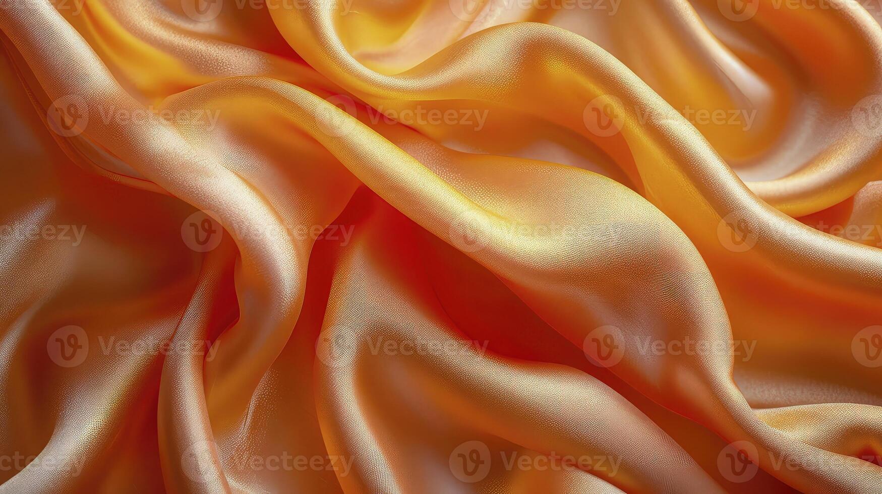 AI generated Orange silk fabric background. The luxurious fabric textured is very realistic and detailed. photo