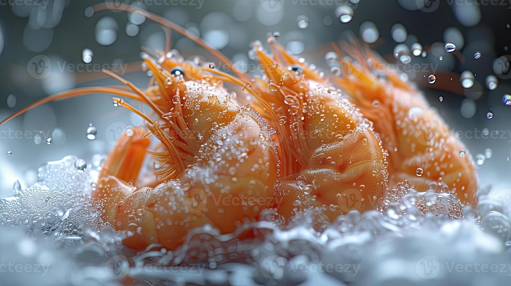 ai generado suculento congelado camarón. el frescura de el camarón cerca arriba vista. Mariscos fotografía. foto