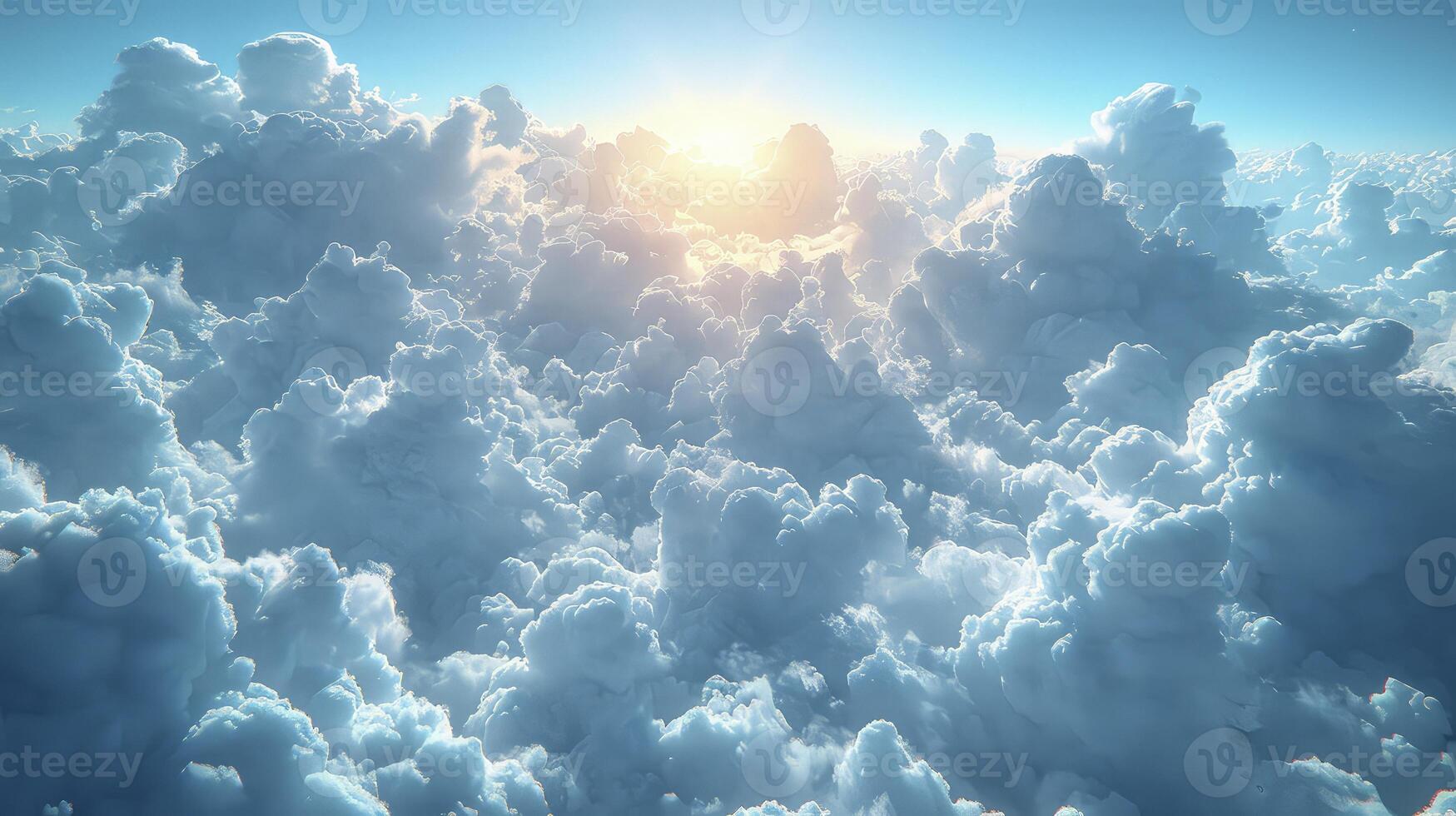 AI generated a view of a cloudy sky with the appearance of Lenticular clouds that form unique lenticular formations. photo