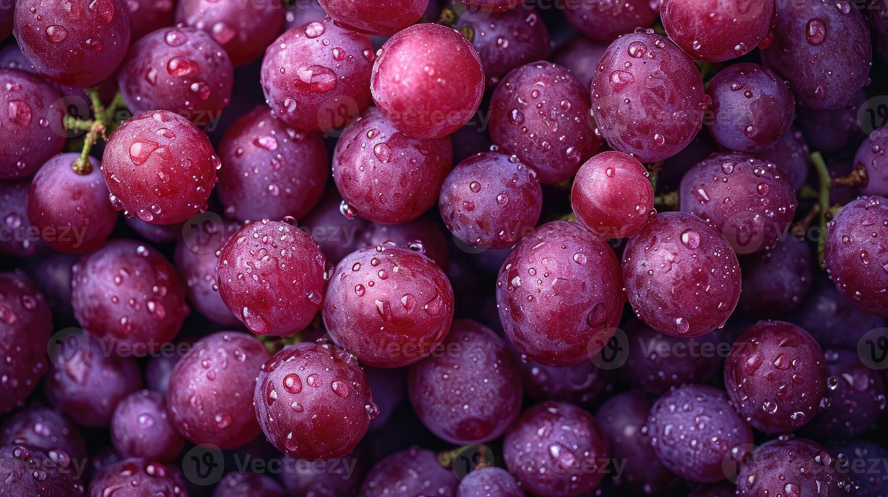 AI generated Red Grapes background. Neatly arranged clusters of red grapes, an artistic arrangement to highlight the color and beauty. photo