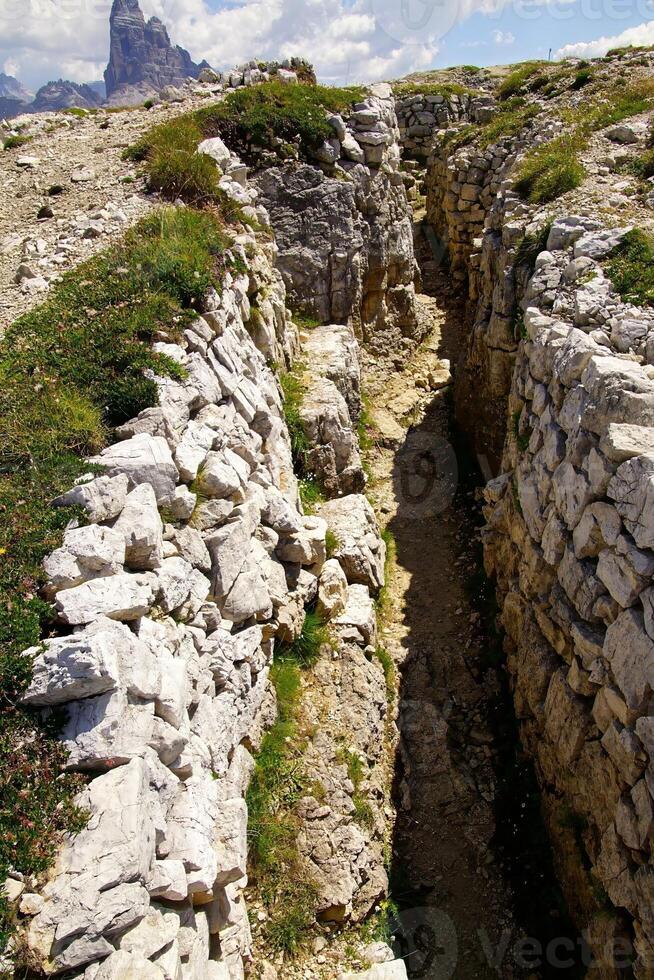 World War I trenches in the mountain top photo