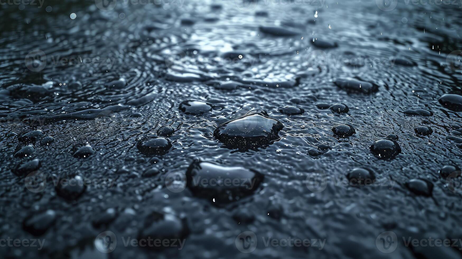 AI generated Raindrops on the lake surface with tempting textures and dramatic lighting. Abstract Background. photo