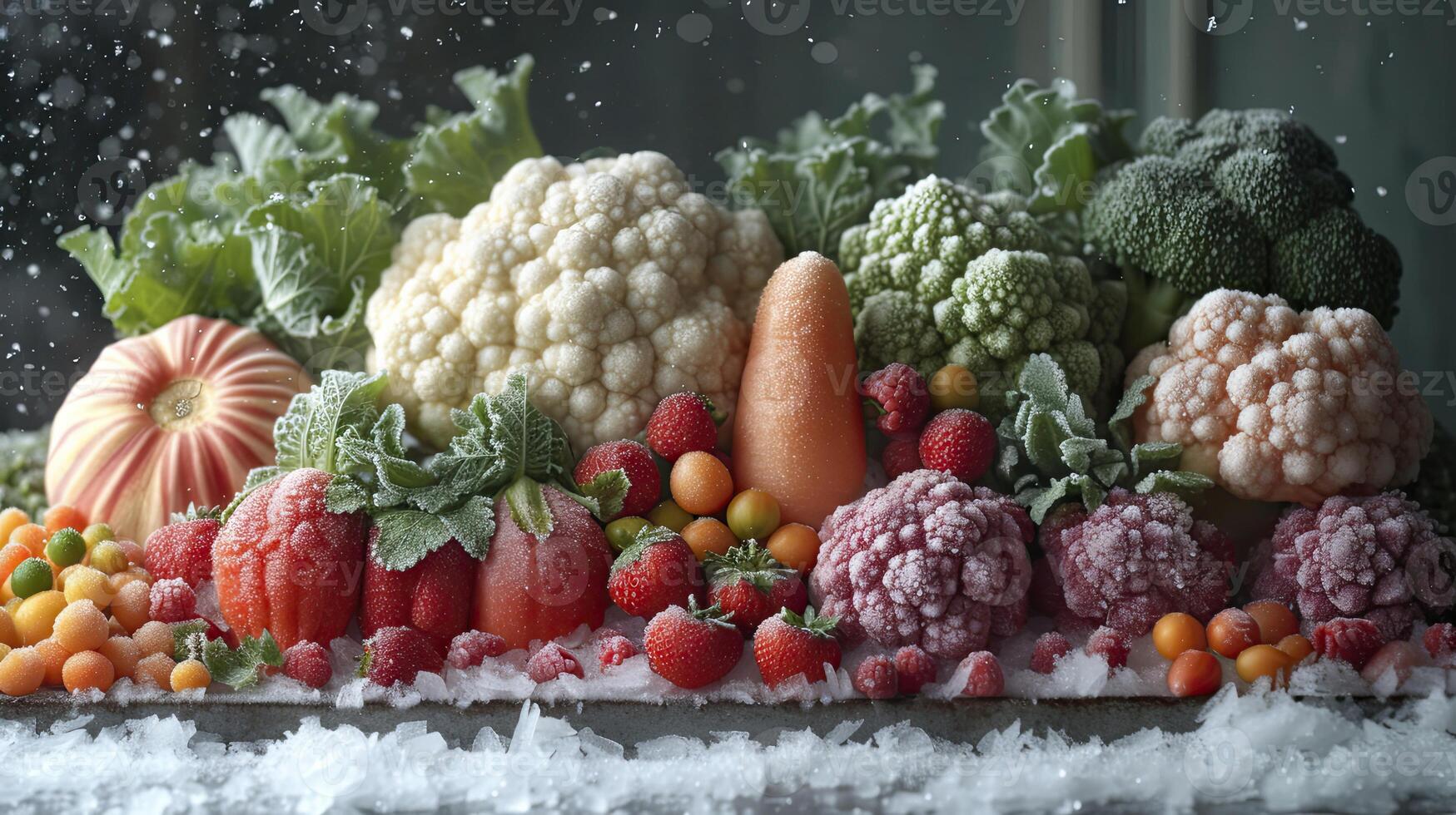 AI generated Frozen vegetables closeup photo