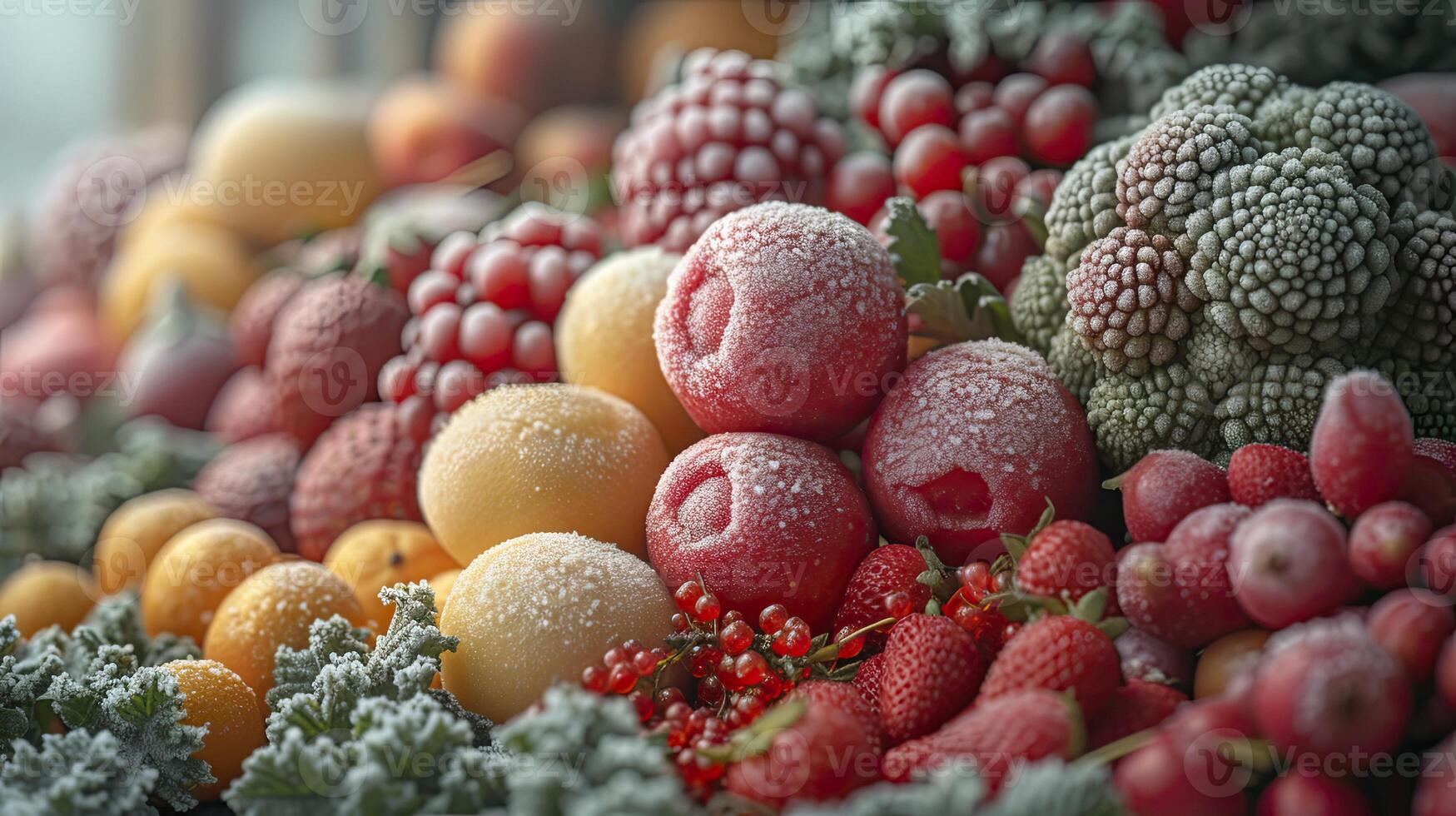 AI generated Frozen vegetables closeup photo