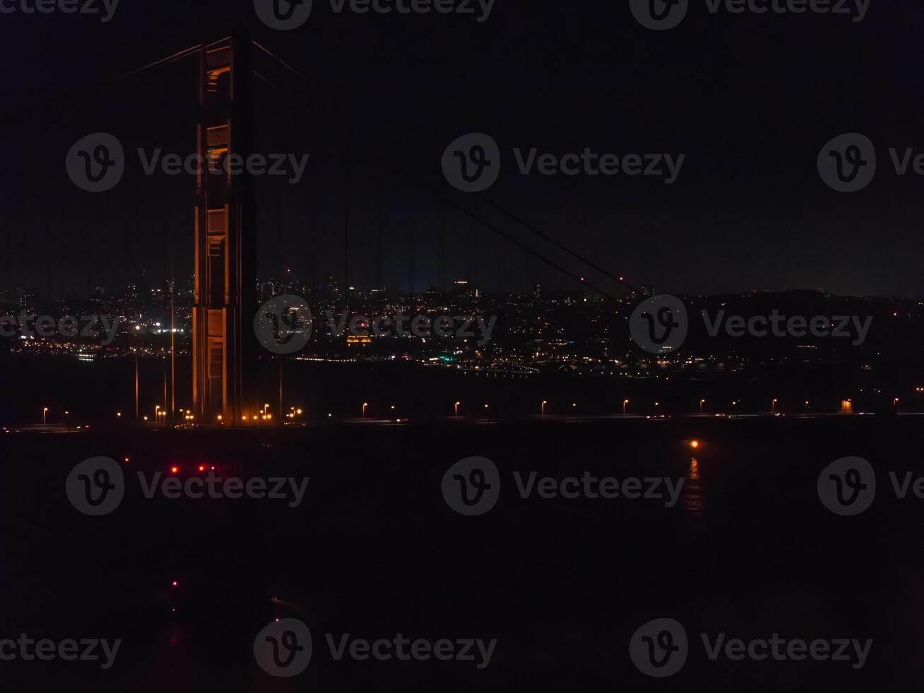 Famous Golden Gate Bridge, San Francisco at night, USA photo