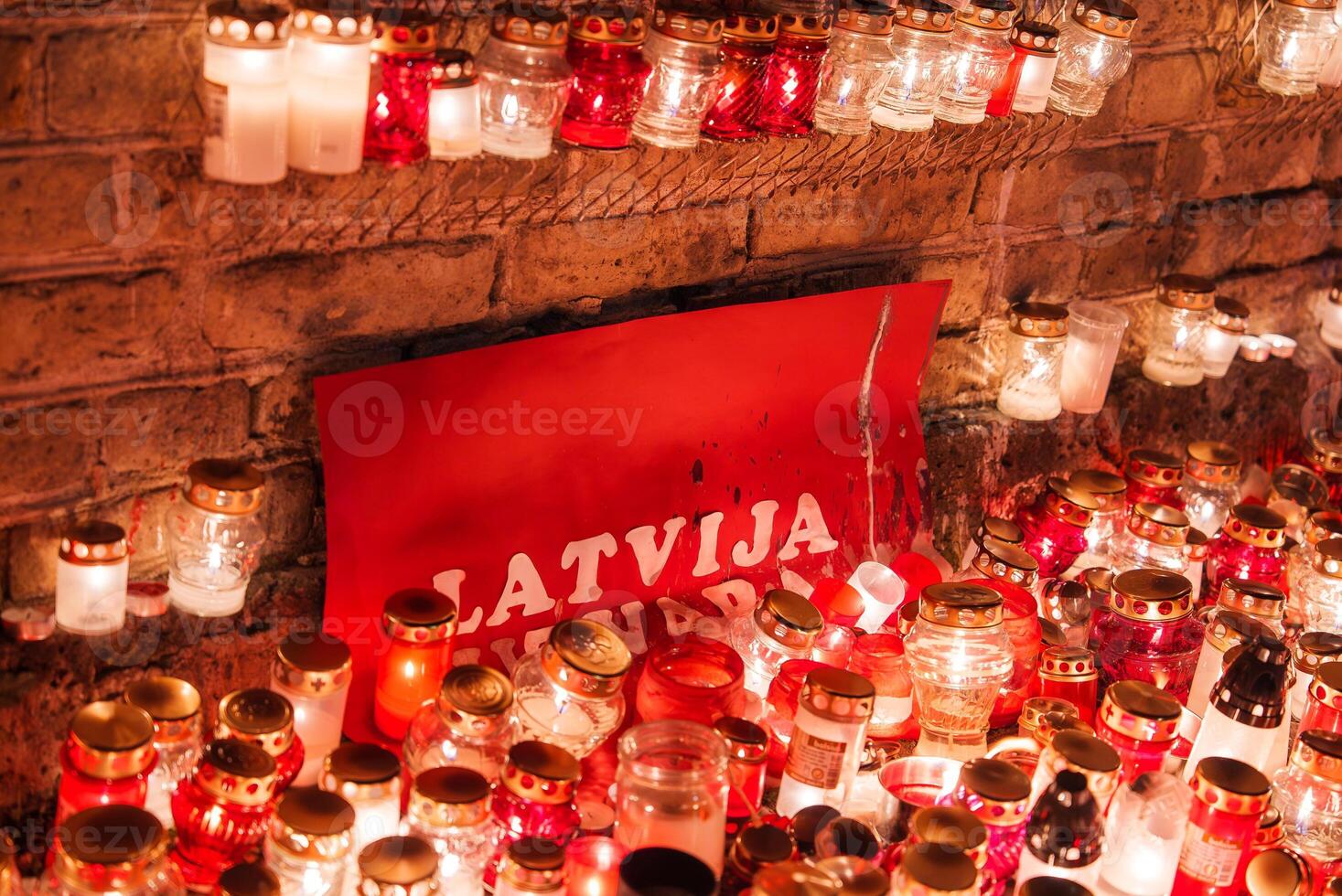 Warm Candlelight Display for Latvia's Independence Day Celebration photo