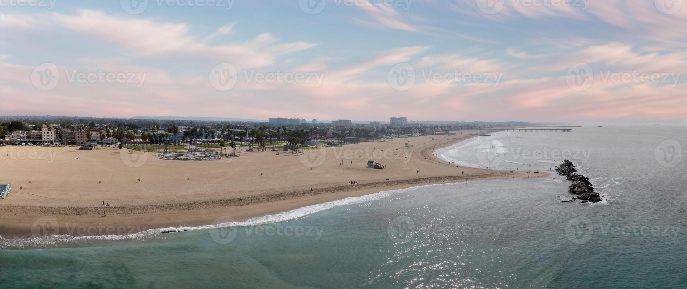 Venice beach Los Angeles California LA Summer Blue Aerial view. photo