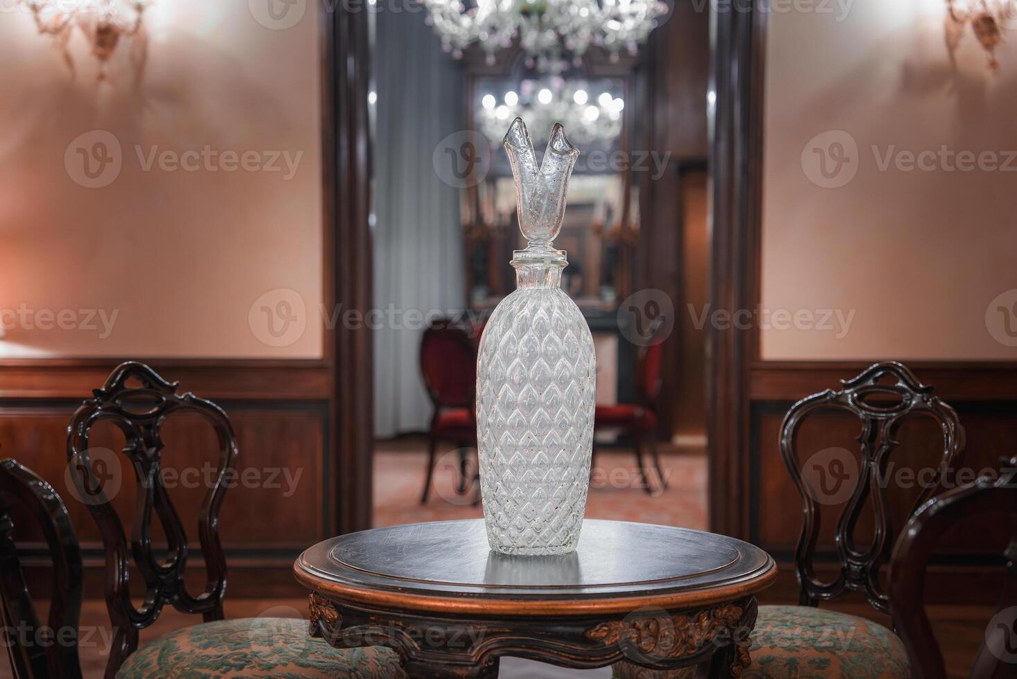 Elegant Round Table with Chairs and White Vase - Interior Decor in Venice, Italy photo