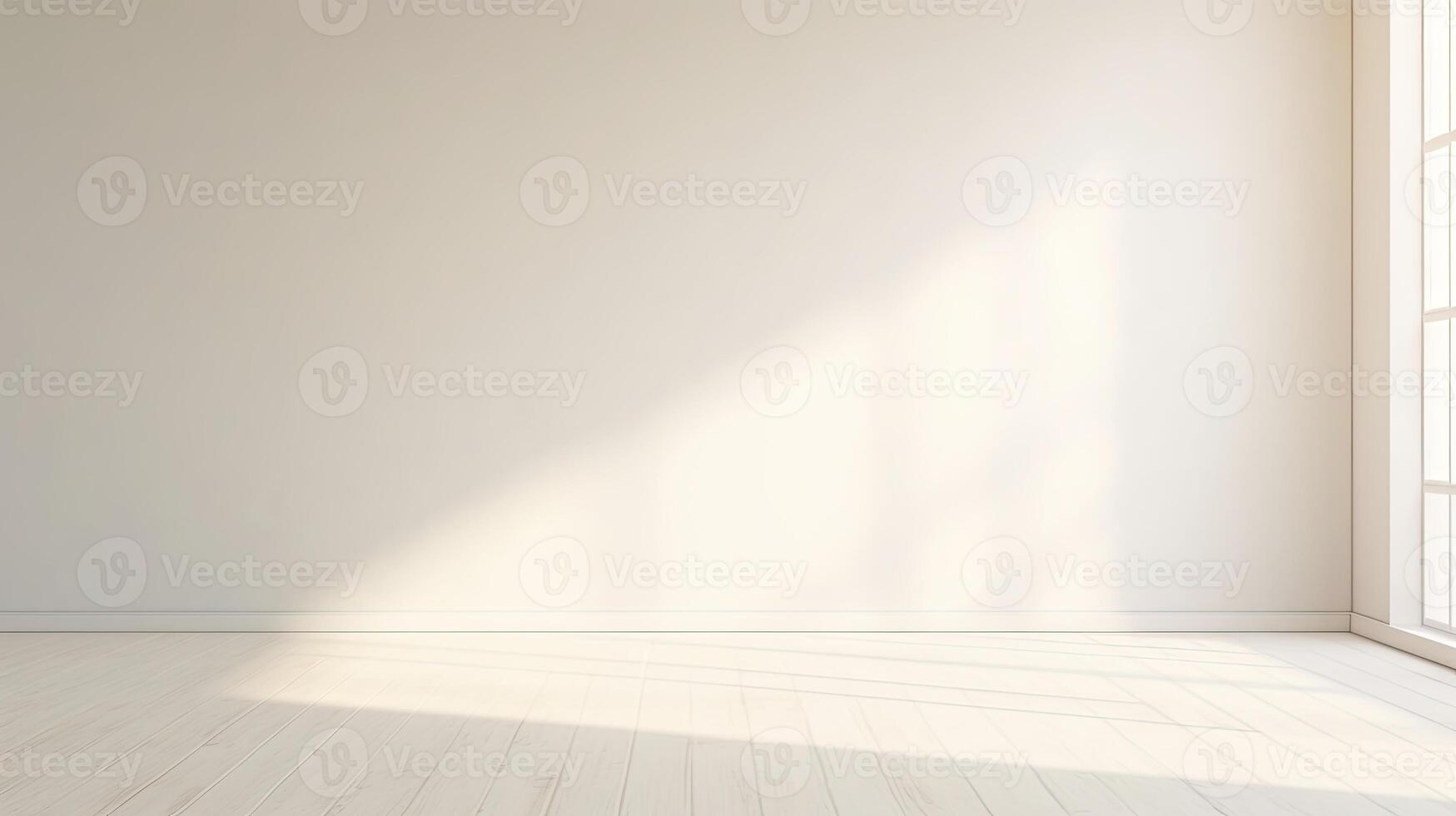 AI generated Realistic and minimalist blurred natural light windows, shadow overlay on wall paper texture, abstract background. Minimal abstract light white background for product presentation. photo